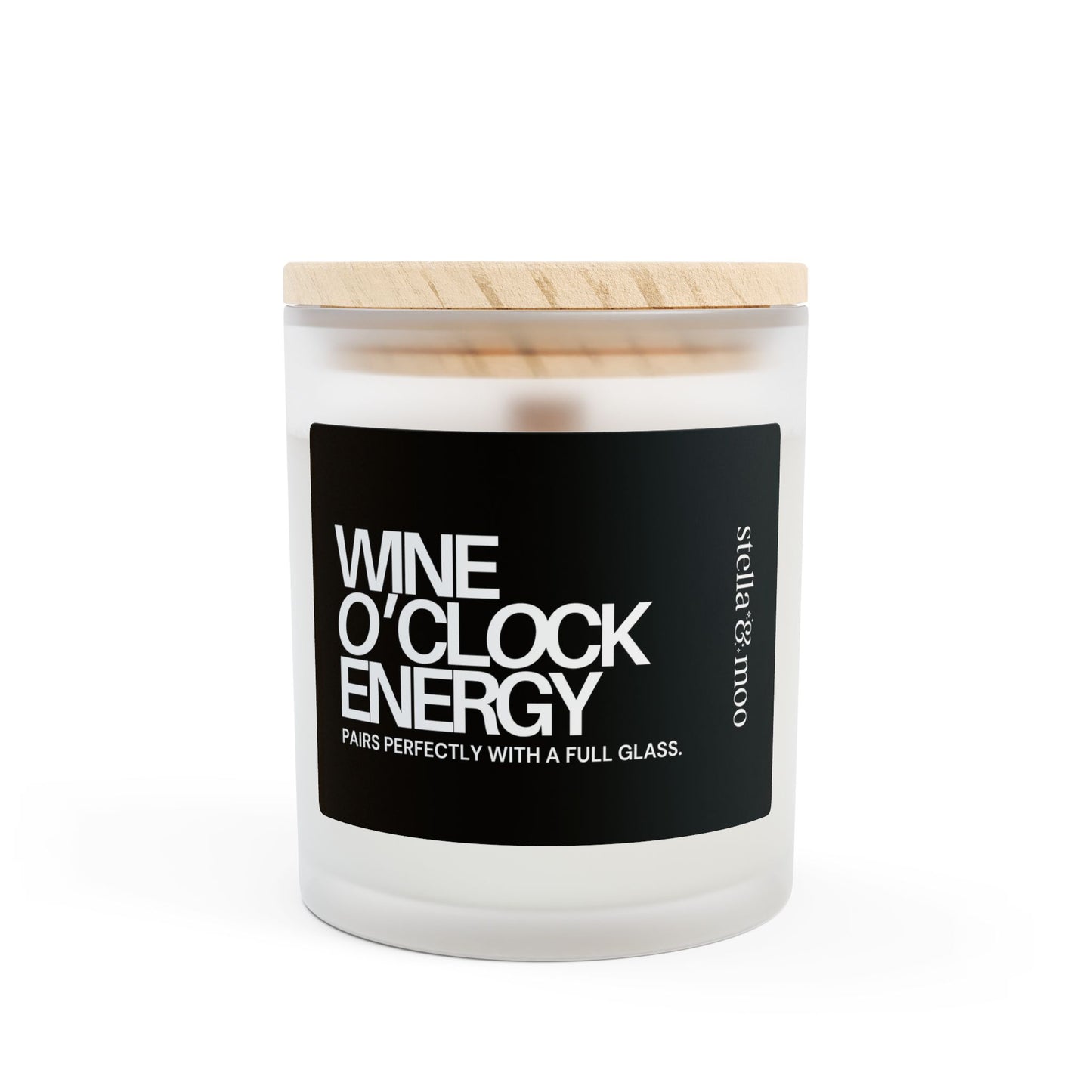 Wine O'Clock Energy Candle Frosted Glass (Hand Poured 11 oz)