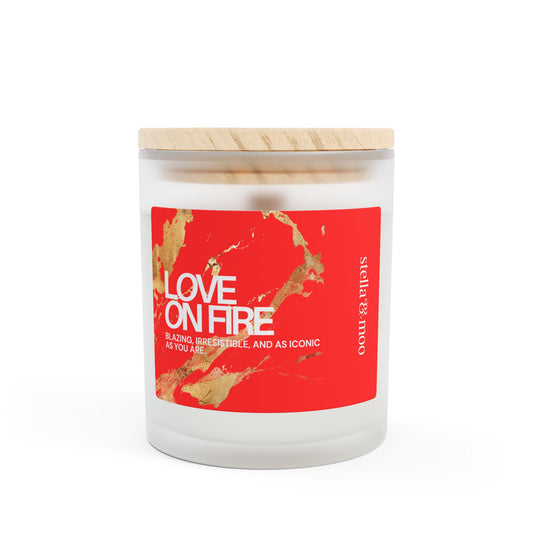 The Bee: Love On Fire Candle Frosted Glass (Hand Poured 11 oz)