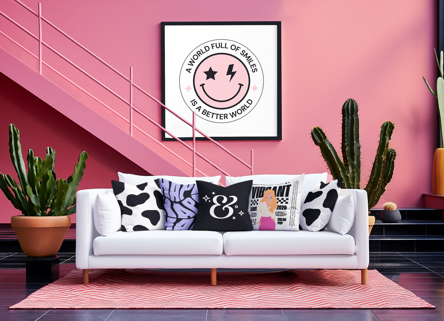 Happy Happy Happy Throw Pillow